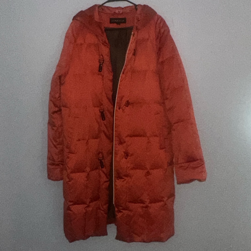 Donatella burnt orange puffer coat